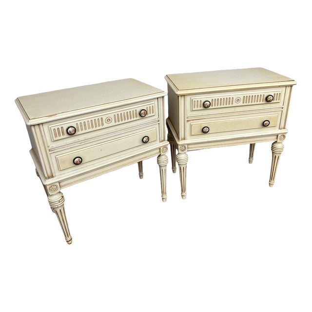 Vintage Shabby Chic French Bedside Tables, Set of 2 For Sale