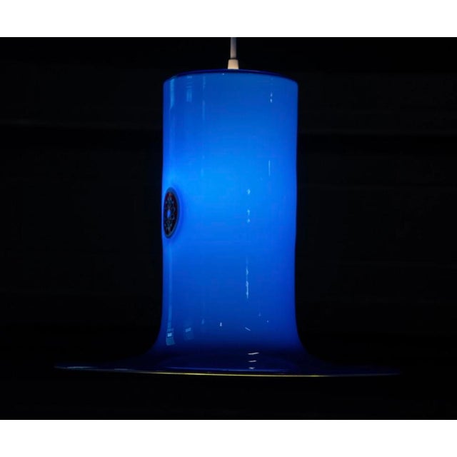 1960s 1960s Mid-Century Modern Blue Lattimo Pendant Lamp by Alessandro Pianon for Vistosi For Sale - Image 5 of 8