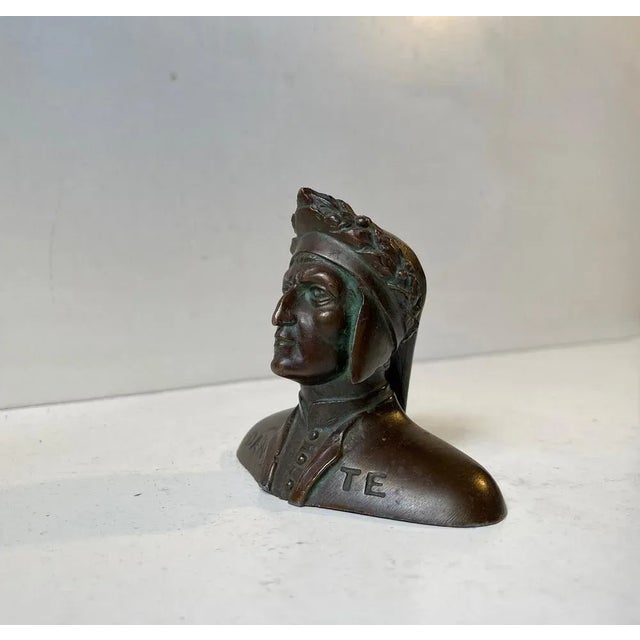 Small 19th Century Dante Alighieri Bronze Bust For Sale - Image 4 of 12