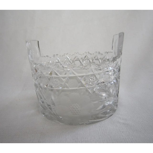 1950s 50's Era Polish Cut Crystal Basket For Sale - Image 5 of 7