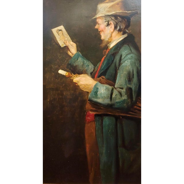 Naughty Old Man Drooling Over a Young Woman Photo-1920s Oil Painting For Sale - Image 4 of 10