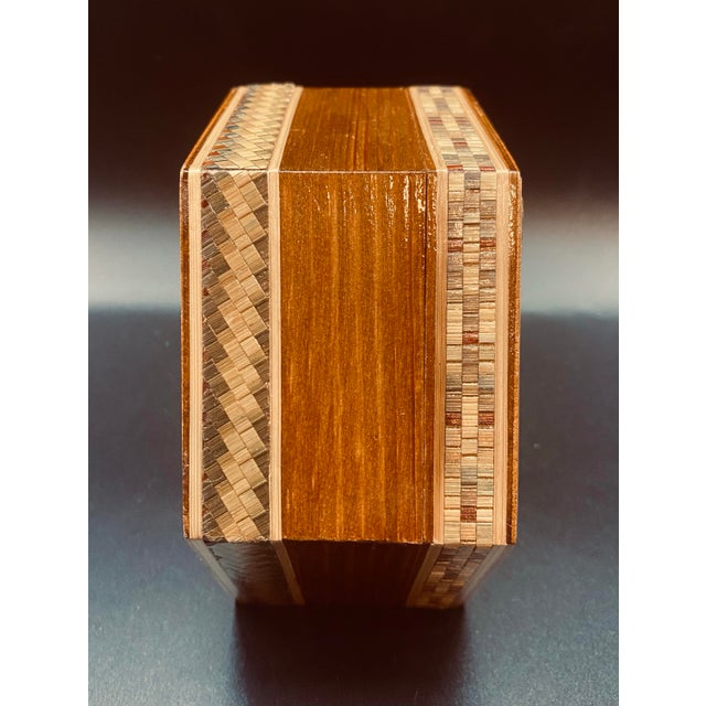 Brown 1990s Russian Straw Marquetry Hexagonal Keepsake Box With Rural Lands For Sale - Image 8 of 10