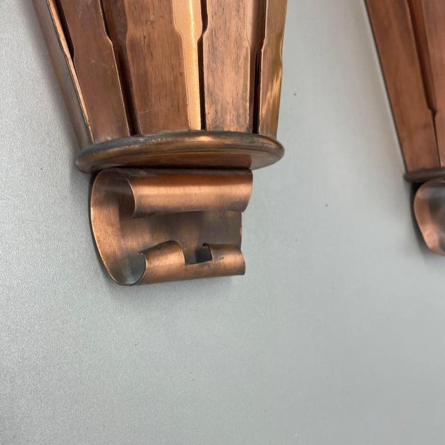Copper Vintage Theatre Wall Lights in Copper in the style of Gio Ponti, Italy, 1950s, Set of 2 For Sale - Image 8 of 18