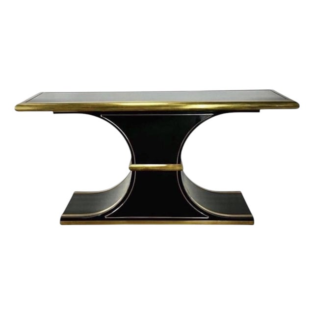 1970s Attributed to William Doezema Style for Mastercraft Black Console Table For Sale