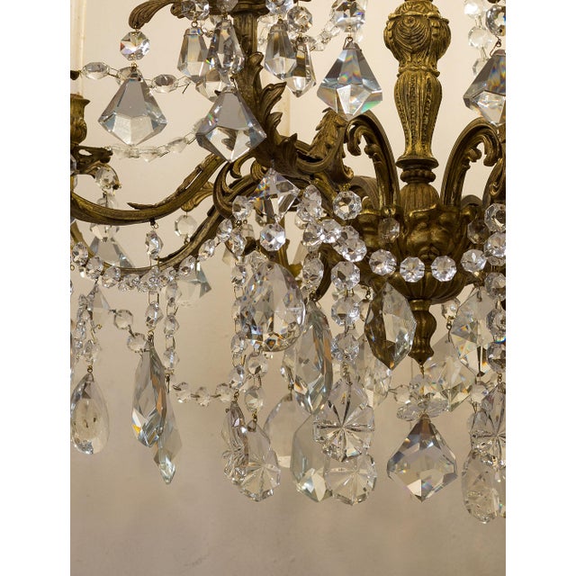 Vintage Louis XVI Chandelier in Bronze and Crystal, 1940s For Sale - Image 10 of 12