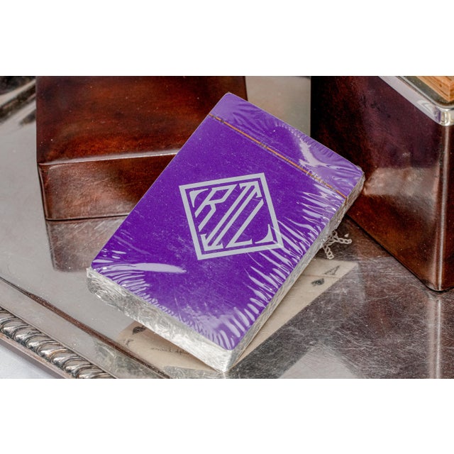 Refined Ralph Lauren Home Purple Label Wood Sterling Silver Storage Box Playing Cards Luxury Decor For Sale - Image 4 of 17