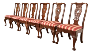 Henredon Chippendale Carved Mahogany Dining Chairs, Set of Six