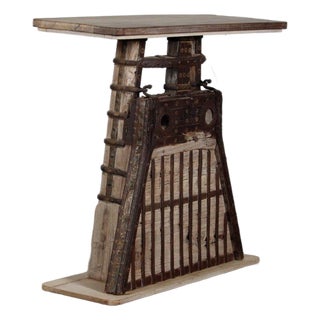 Cart Teak and Iron Console Table Made From Vintage Indian Architectural Elements For Sale