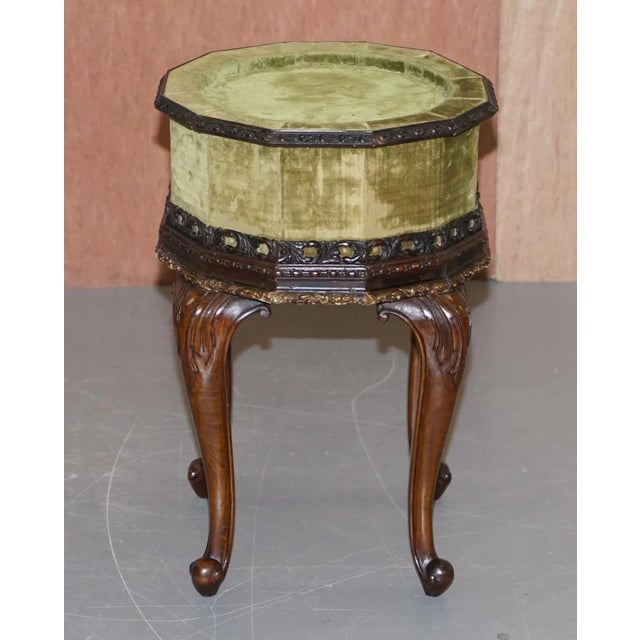 Antique Hardwood Carved Side Tables with Velvet Tops, 1860s, Set of 2 For Sale - Image 14 of 18