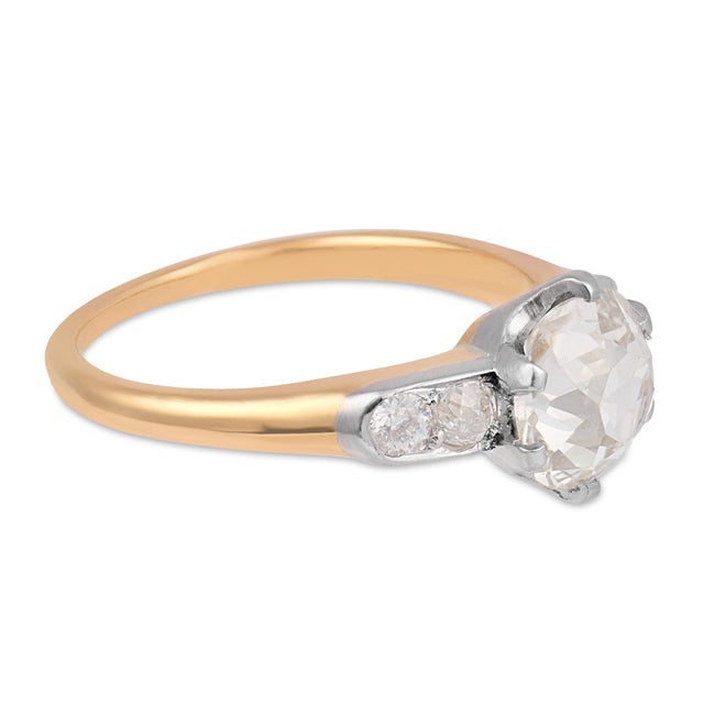 Early 20th Century Early 20th Century Edwardian Old Mine Cut Diamond 18k Gold Platinum Engagement Ring, Size 4.25 For Sale - Image 5 of 7