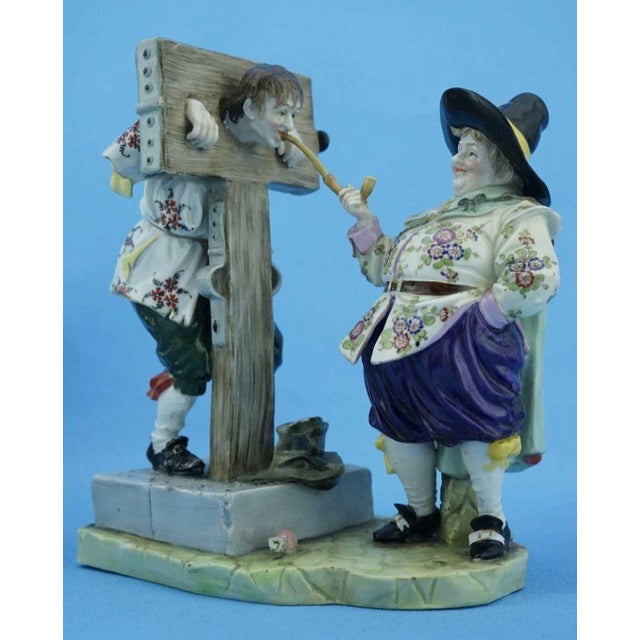 19th Century Porcelain Jester in the Pillory and King from Imperial Manufactory Vienna, Austria For Sale - Image 10 of 18