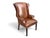 Pair of Vintage Cognac Leather Wingback Chairs With Louis XVI–Style Fluted Legs For Sale - Image 4 of 11