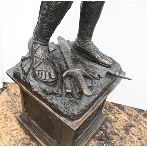 Bronze Roman Gladiator Statue Lamps, Set of 2 For Sale - Image 12 of 18