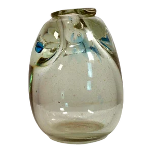 1970s Richard Ritter Modern Clear Glass with Blue Vessel Sculpture