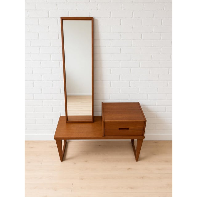 Mid-Century Modern Bench and Mirror in Teak by Kai Kristiansen for Aksel Kjersgaard, 1960s, Set of 3 For Sale - Image 3 of 14
