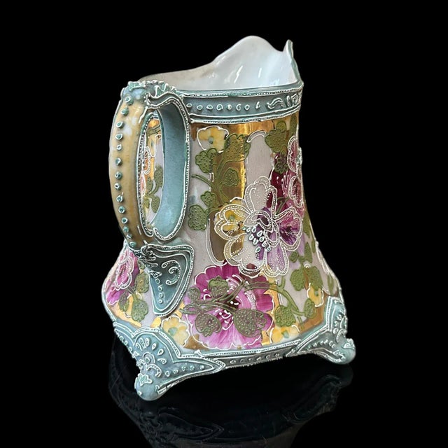 Japanese Nippon Morigage Porcelain Tankard, 7.5" Tall, Ca 1900 For Sale - Image 4 of 10