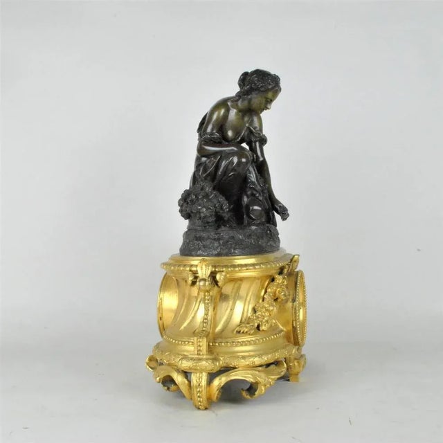 Bronze Clock Depicting Woman with Flowers from Schenewerk, 19th Century For Sale - Image 14 of 18