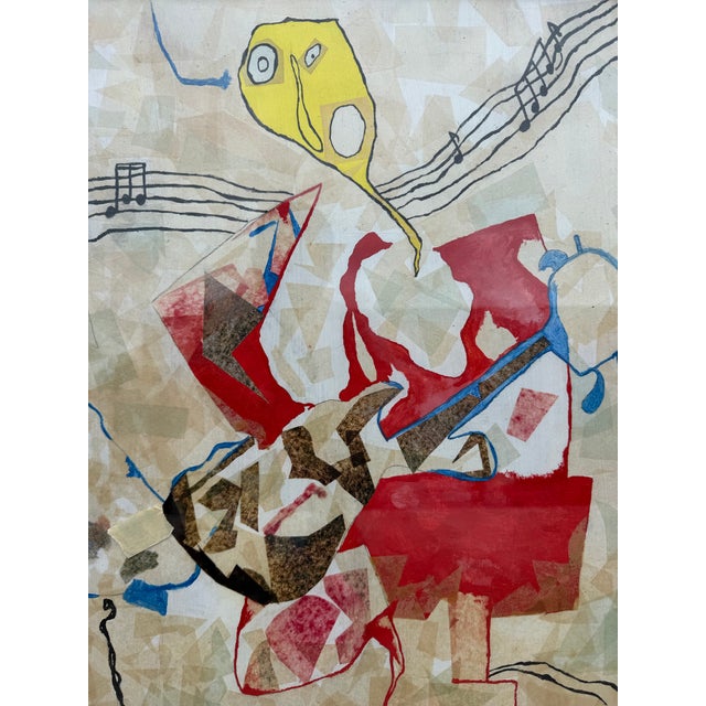 1980s Vintage Mixed Media Abstract Paper Collage Painting – Signed For Sale - Image 5 of 12