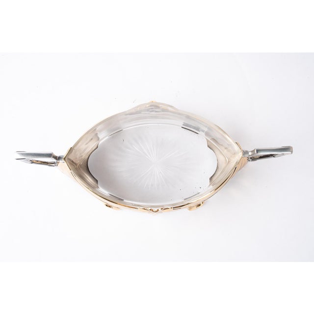Metal Jugendstil Centerpiece in Alpaca and Brass with Glass, 1908 For Sale - Image 7 of 15