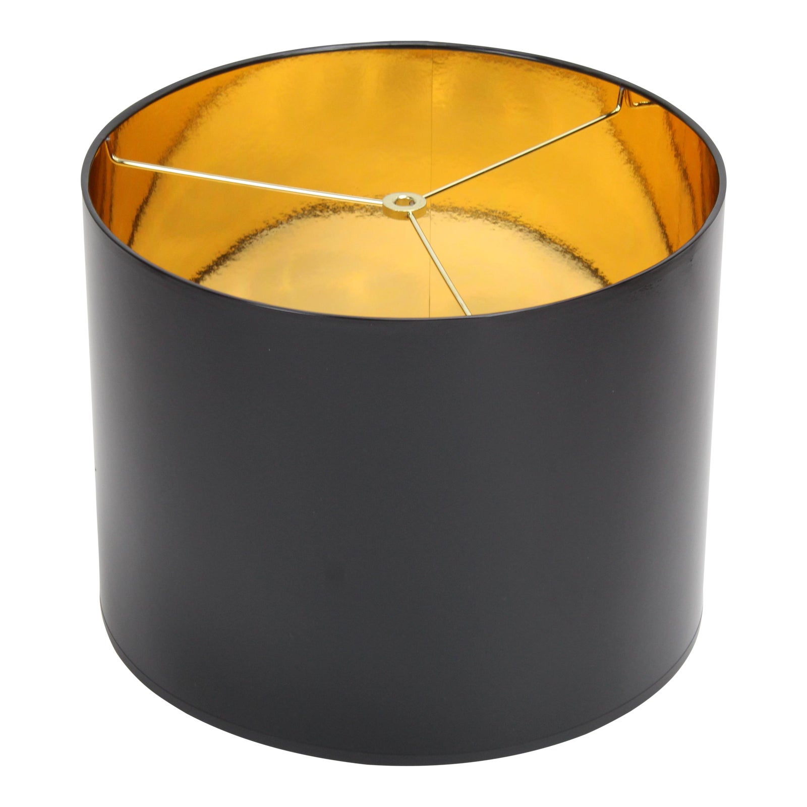 Drum Lamp Shade in Glossy Black Paper With Metallic Gold Inside Chairish