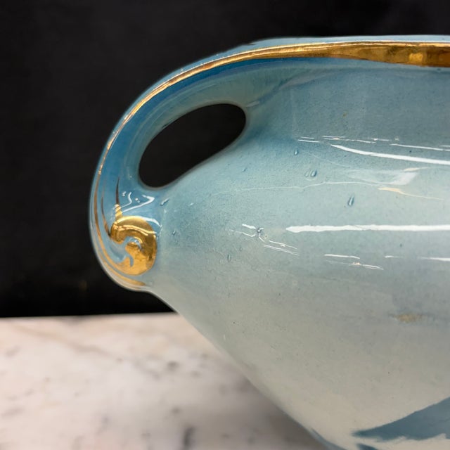 19th Century French Faience Three-Piece Vase and Jardinière Set With Swallows by Keller and Guerin For Sale - Image 16 of 16