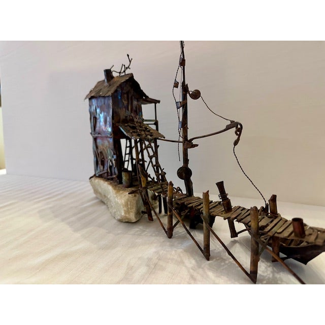Mid 20th Century Mid 20th Century Vintage Intricate Lewk Wharf Themed Sculpture For Sale - Image 5 of 18