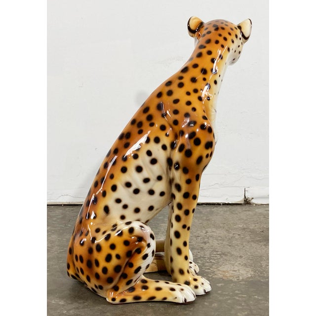 Vintage Italian Capodimonte Ceramic Cheetah Sculpture For Sale In Kansas City - Image 6 of 10