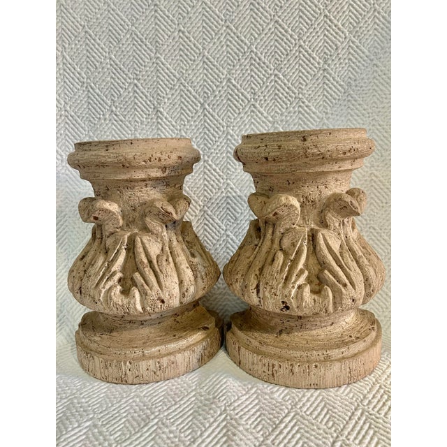 Vintage Faux Concrete Acanthus Leaf Distressed Bookends - A Pair For Sale - Image 4 of 10