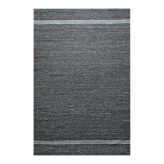 8x10 Gray Handwoven Wool Subtle Linear Banding Geometric Modern Carpet Rug For Sale