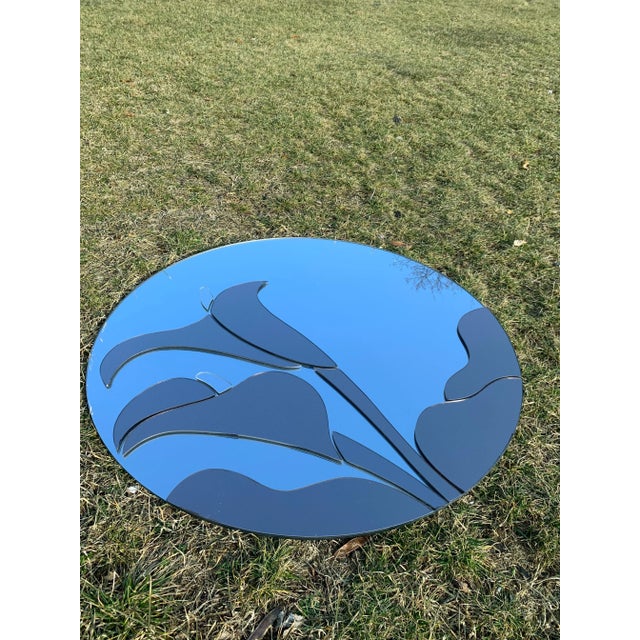 Mid-Century Modern Vintage 80's Art Glass Wall Mirror With Calla Lilies For Sale - Image 3 of 9