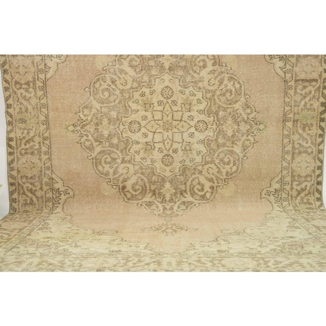 1970s Vintage Turkish Handmade Wool Cotton Beige Area Rug For Sale - Image 10 of 12