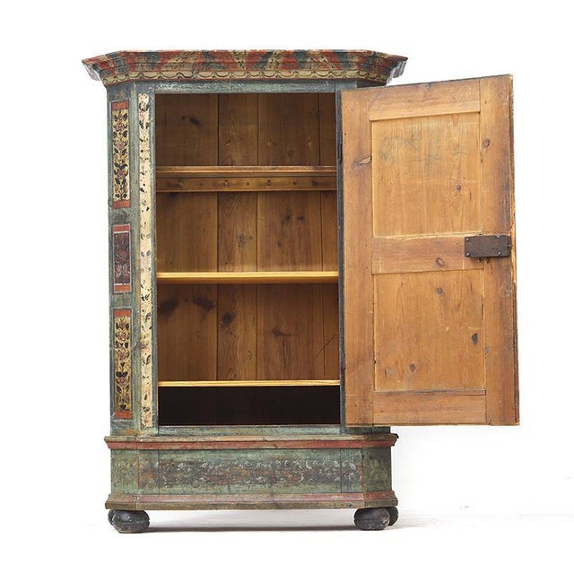 Rustic Farmhouse Folk Art Painted Bridal Cabinet, 1842 For Sale - Image 18 of 18