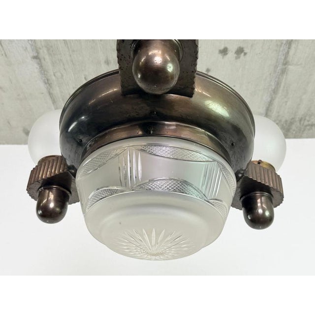 Gold Central European Art Deco Brass Pendant Light, 1930s For Sale - Image 8 of 10