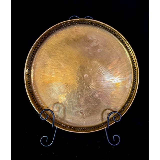 Metal Vintage Brass Gallery Tray For Sale - Image 7 of 12