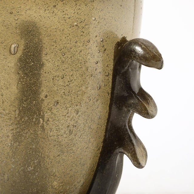 Pair of Mid-Century Sculptural Hand-Blown Smoke Murano Bullicante Glass Uplights For Sale - Image 15 of 17