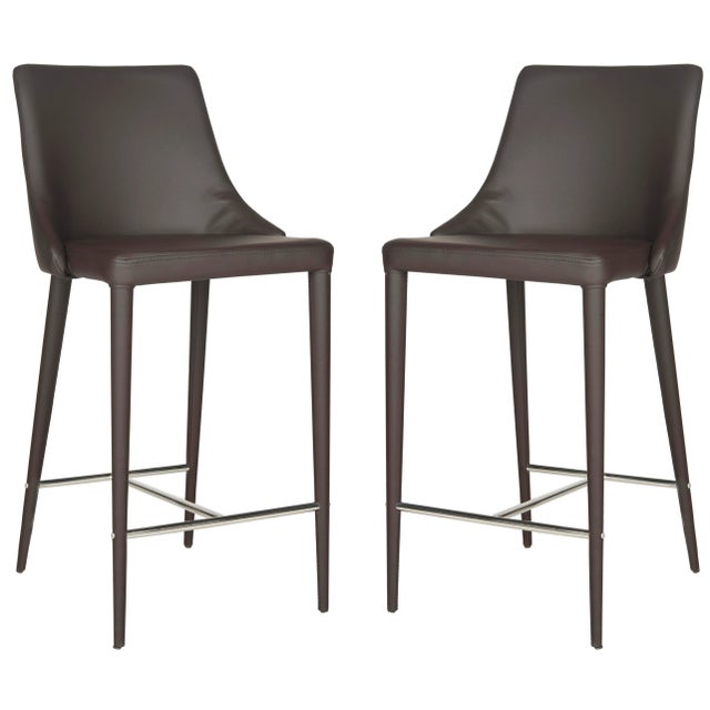Modern Counter Stool in Brown & Chrome a Pair Chairish