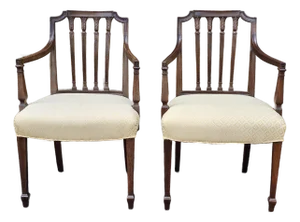 Pair of Federal Carved Mahogany Upholstered Armchairs Attrib. To Ephraim Haines and Henry Connelly, Circa 1805