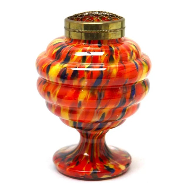 Pique Fleurs Vase in Multi Color Decor with Grille, 1930s For Sale - Image 3 of 13