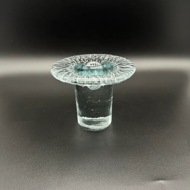 Vintage 1977 Blenko Mushroom Crystal Taper Candlestick Holders Set of 3 For Sale In Houston - Image 6 of 8