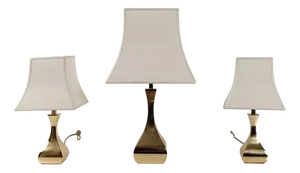 Vintage Italian Brass Table Lamps, 1970s, Set of 3