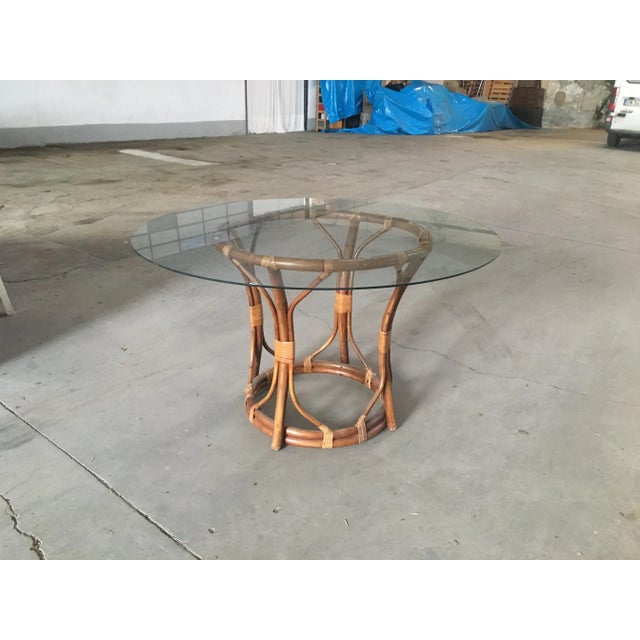 Mid-Century Modern Italian Bamboo Table with Glass Top, 1970s For Sale - Image 11 of 11