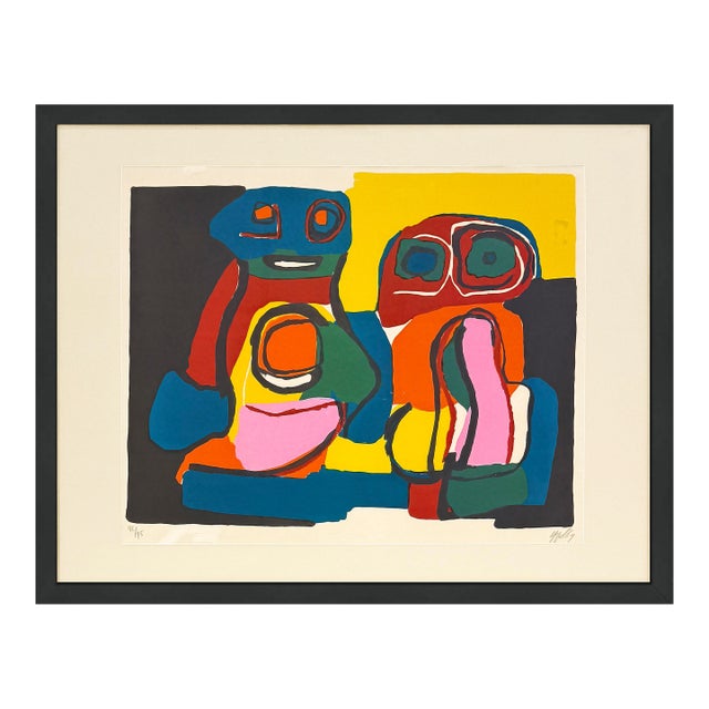 Karel Appel, Deux Personages (Framed Hand Signed Lithograph), 1969 For Sale