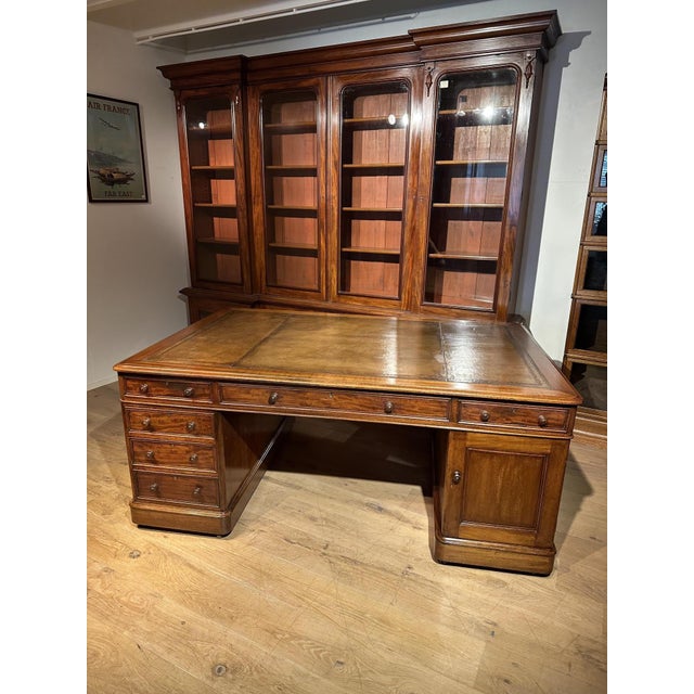 Large Victorian Partners Desk in Mahogany For Sale - Image 5 of 14