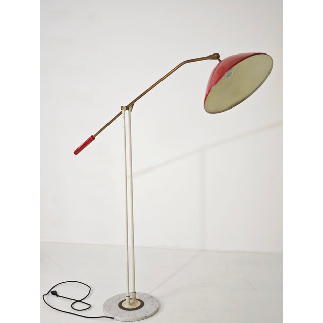 Vintage Floor Lamp in Red Marble with Brass and Metal from Stilnovo, 1950 For Sale - Image 14 of 17
