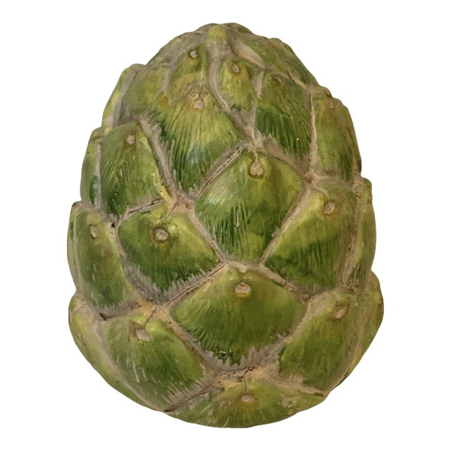 Vintage Green Artichoke Ceramic Sculpture For Sale