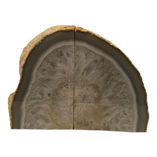 Rustic Geode Agate Book Ends - a Pair For Sale