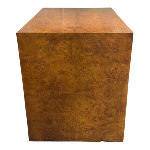 Mid-Century Modern Burl Veneer Cube End Table/Pedestal