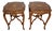 1930s French Louis XV Walnut & Satinwood Inlay Pair Side Tables / End Tables Tables For Sale