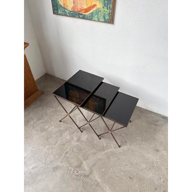 Black Nesting Tables by Jacques Adnet, 1950s, Set of 3 For Sale - Image 8 of 18