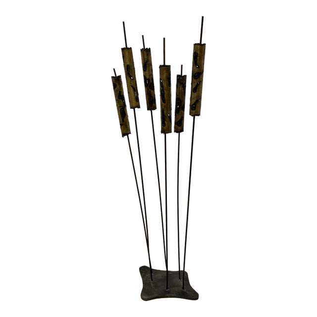 Torch-Cut Brutalist Iron Cattail Table or Floor Sculpture, 1960s For Sale